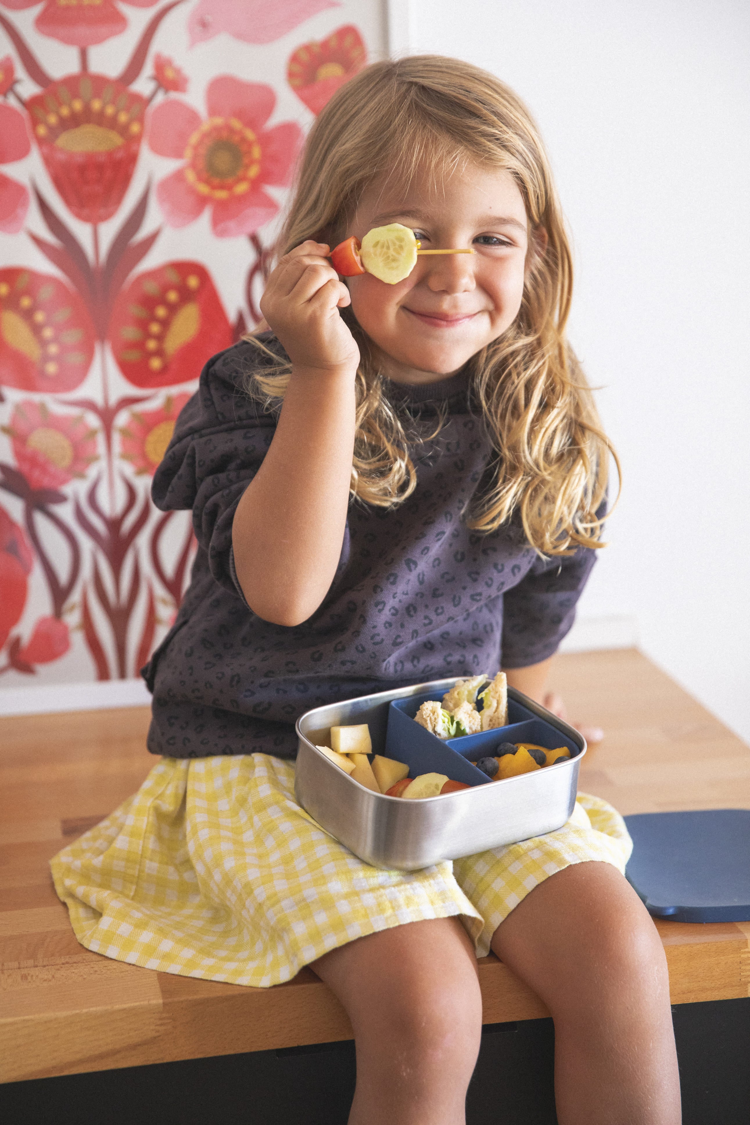 Fiambrera Smiley Bento de Acero Inoxidable Compartimentos Extraíbles